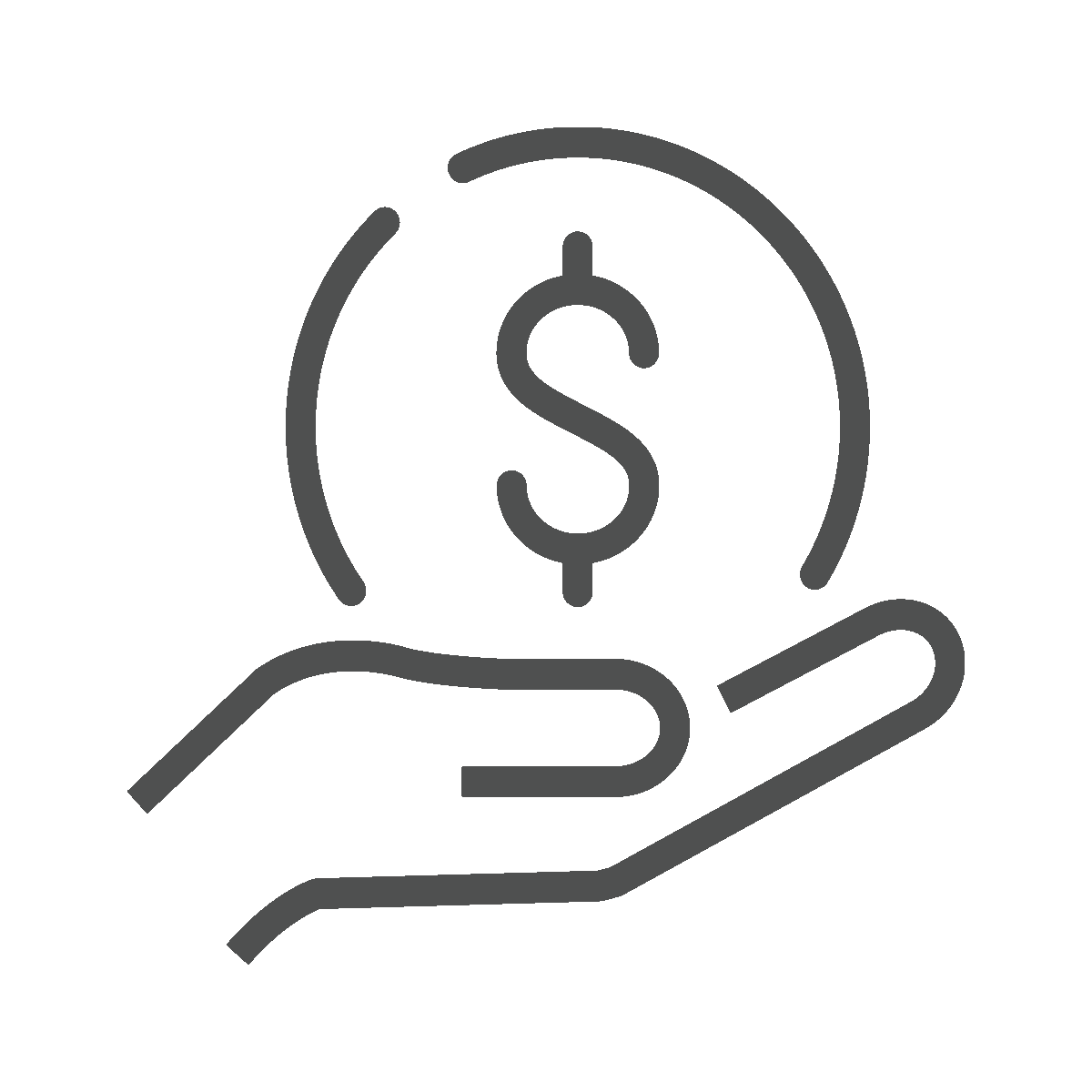 Manage Your Cash Flow Icon. Hand holding a coin with a dollar symbol.